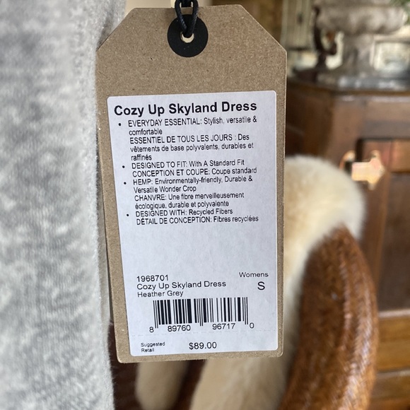 PRANA COZY UP SKYLAND DRESS SMALL HEATHER GREY SMALL NEW - Picture 5 of 10